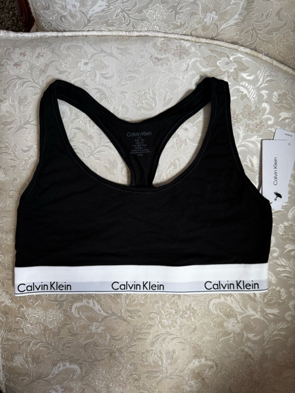 Calvin Klein Black Bralette with White Logo Band
